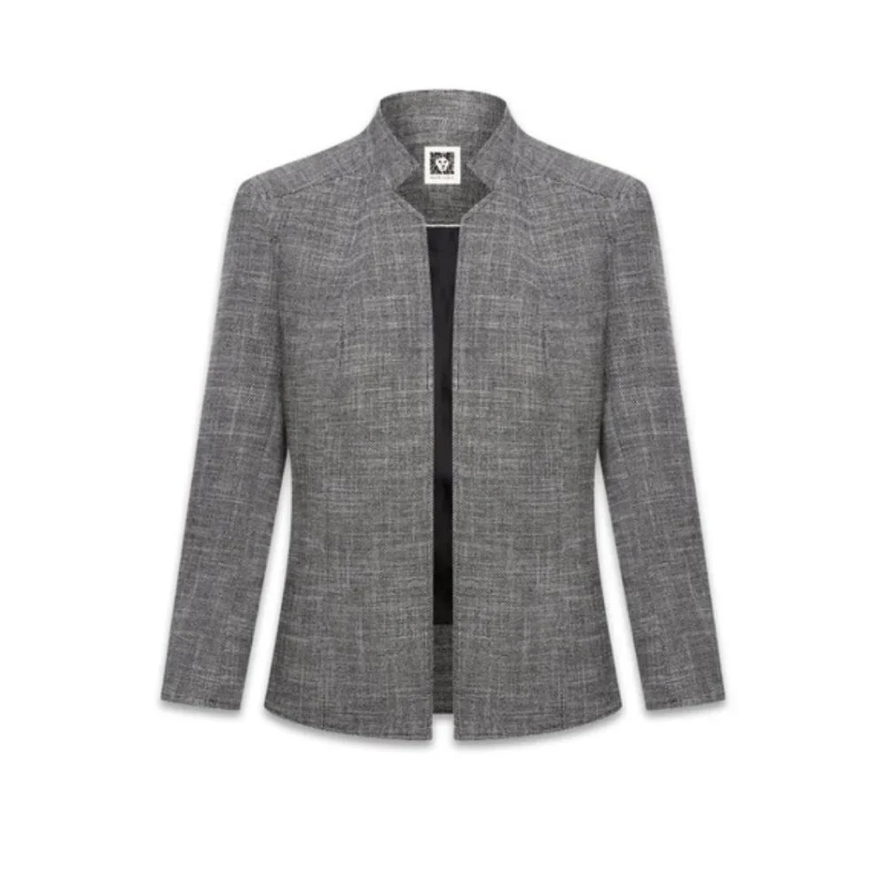 Anne Klein Stand Collar Tweed Jacket Blazer - Picture 3 of 4